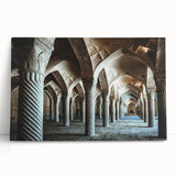 Black and white photo of architectural arches, printed on large stretched canvas, suitable for kitchen wall art.