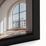 Extra large black wall art featuring colorful, textured arch designs on framed canvas, ideal for living room decor.