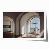 Extra large rolled print of arches in architecture, in muted earth tones, suitable for dining room or bathroom.