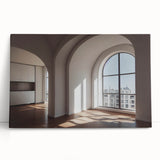 Black and white photo of classical arches in a large canvas format, suitable for kitchen wall art.