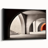 Framed canvas featuring a vintage poster art of colorful landscape paintings with arch designs.