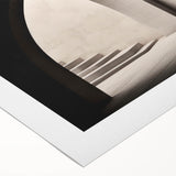 Art deco poster featuring symmetrical arches in muted beige and cream, rolled canvas, suitable for dining room wall.