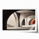 Arched architecture design in sepia tones on a rolled canvas, suitable for dining room or bathroom decor.