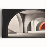 Black and white photo of architectural arches on stretched canvas, suitable as large kitchen wall art or bedroom decor.