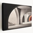 Arched architectural design in monochrome on stretched canvas, suitable for kitchen wall art.