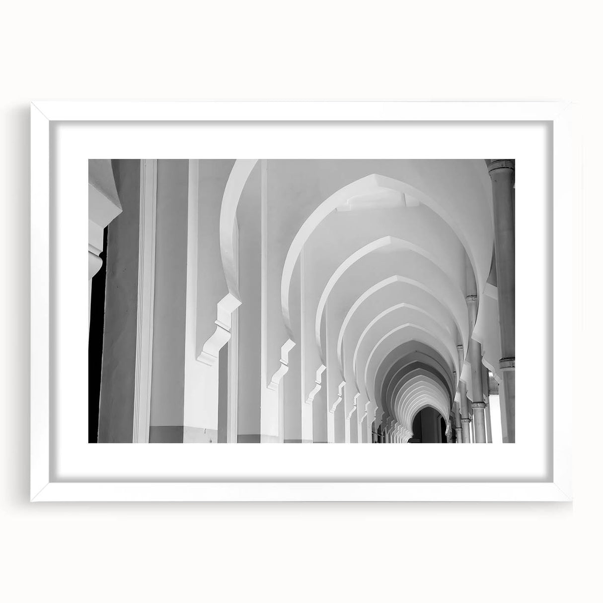 Extra large abstract art print featuring textured arch designs in muted gray, ideal for living room decor.