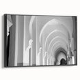 Black and white framed canvas of vintage-style architectural arches, ideal for bedroom wall decor.