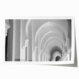 Extra large rolled print featuring a series of arches in muted earth tones.