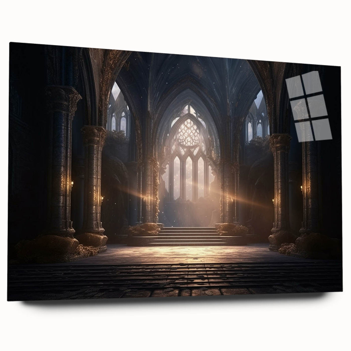 Large abstract wall art featuring multicolored arches on acrylic glass, ideal for bedroom or dining room decor.