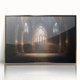 Mid-century modernist art featuring golden arches on acrylic print, suitable for modern art wall decor or nursery.