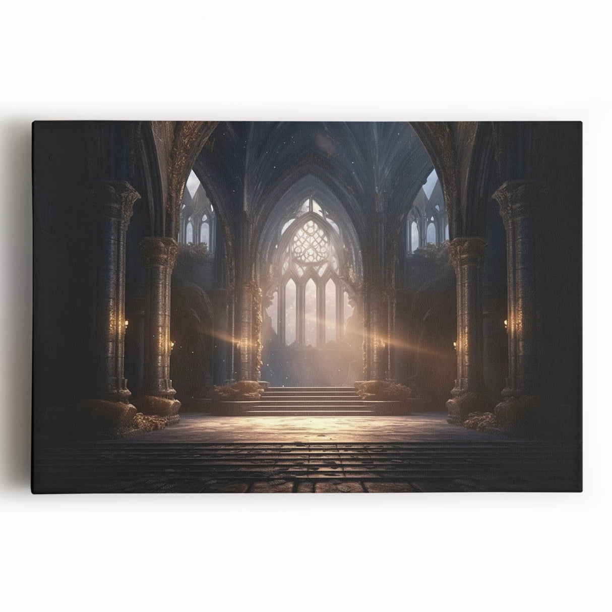 Black and white photo of architectural arches on stretched canvas, suitable for kitchen or bedroom wall art.