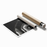 Architectural arches in muted gray tones on a rolled print, suitable for classy bathroom wall art.