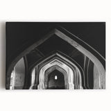 Black and white photograph of architectural arches on stretched canvas, suitable for kitchen wall art.