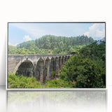 Mid-century modernist arches in muted gray, large framed acrylic print, ideal for modern art wall decor.