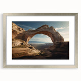 Textured art depicting abstract arches in neutral shades, framed in silver, ideal for bedroom art.