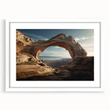 Extra large abstract art print featuring textured arch designs in neutral tones, framed with a white mat.
