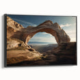 Black and white photo of arched structures on a framed canvas, ideal for bedroom wall decor.