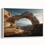 Framed canvas of a vintage landscape art painting featuring colorful arches and black accents, ideal for living room decor.