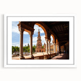 Extra large abstract art print featuring textured arch designs in neutral tones, framed in white.