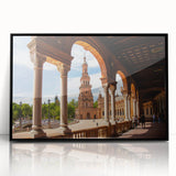 Large abstract wall art featuring mid-century modernist arches in black and white tones, framed in acrylic.