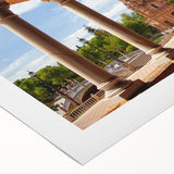 Art deco poster featuring symmetrical arches in monochrome shades, printed on rolled canvas, suitable for dining room decor.