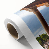 Art deco style arches in muted beige and ivory on rolled canvas, ideal for nursery wall art.