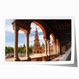 Extra large rolled print of floral art featuring arches in muted earth tones, suitable for dining room or bathroom decor.