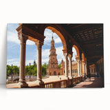 Black and white photo of architectural arches on large stretched canvas, ideal for kitchen wall art.