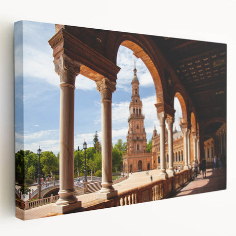 Architectural arch design in neutral tones on stretched canvas, suitable for kitchen wall art.