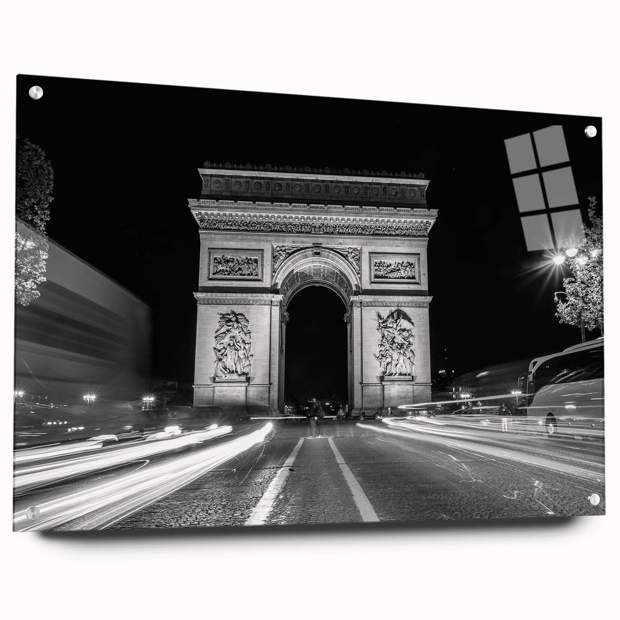Large abstract wall art featuring neutral-toned arches in acrylic glass, suitable for bedroom or dining room decor.