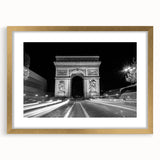 Textured abstract art print featuring arched designs in gold and white, framed with a mat, suitable for bedroom decor.