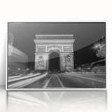 Mid-century modernist arch design in muted earth tones on a framed acrylic, suitable for modern art wall decor.