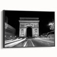 Black and white framed canvas featuring a vintage poster art of architectural arches, ideal for bedroom wall decor.