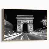 Framed canvas featuring a vintage poster art of black architectural arches, suitable for bedroom wall art.