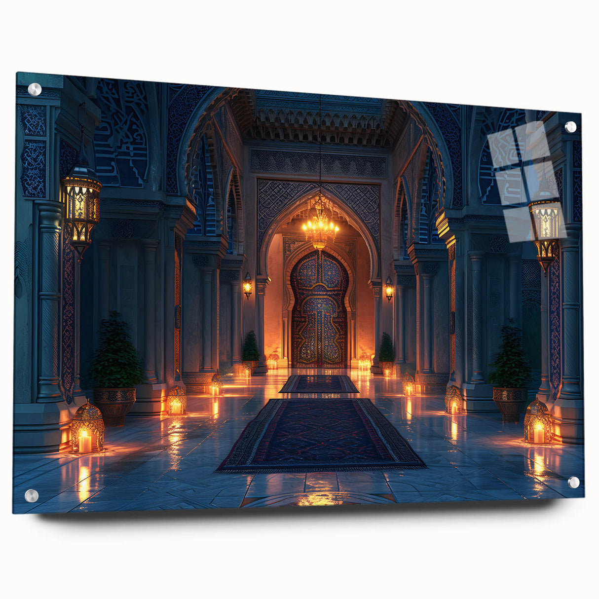 Large abstract wall art featuring overlapping arches in muted earth tones on acrylic glass.
