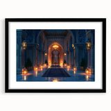 Extra large abstract art print featuring colorful, textured arches on a black framed canvas, ideal for living room decor.