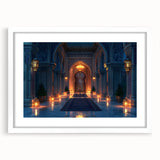 Extra large abstract art print featuring textured arches in neutral tones, framed in white, ideal for living room decor.