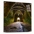 Large abstract wall art featuring overlapping arches in earthy tones on acrylic glass.