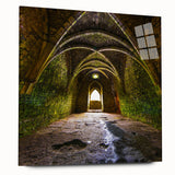 Large abstract wall art on acrylic glass featuring sweeping arches in muted gray, ideal for bedroom or dining room decor.