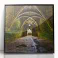 Large abstract wall art featuring geometric arches in black and white, framed in acrylic, ideal for modern office decor.