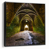 Black and white framed canvas featuring a vintage poster art of architectural arches, ideal for bedroom decor.