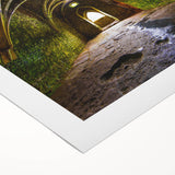 Art deco poster featuring symmetrical arches in monochrome shades on a rolled canvas, suitable for dining room walls.