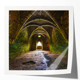 Rolled print of a minimalist architectural arch design in muted earth tones, suitable for art wall dining room.