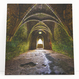 Black and white photo of architectural arches printed on stretched canvas, ideal for kitchen wall art.