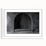 Extra large abstract art print featuring textured arch designs in neutral tones, framed with a white mat.