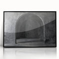 Large abstract wall art featuring geometric arches in black and white, framed acrylic print, ideal for modern art wall decor.