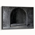 Black and white vintage poster art of architectural arches on framed canvas, suitable for bedroom wall decor.