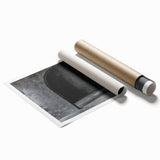 Arched architecture and floral designs in muted tones on a large rolled canvas, suitable for bathroom or living room decor.