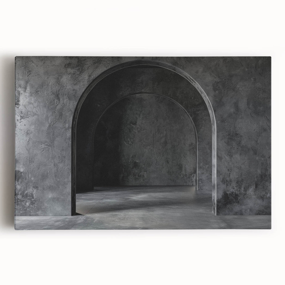 Black and white photo of architectural arches on stretched canvas, suitable for kitchen or bedroom wall art.