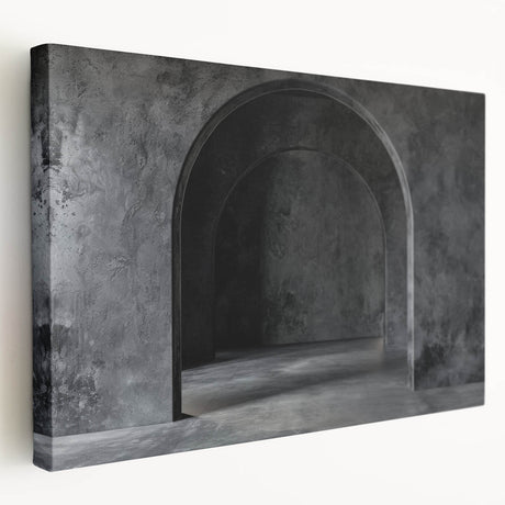 Arched architectural design in monochrome tones on a large stretched canvas, suitable for kitchen wall art.